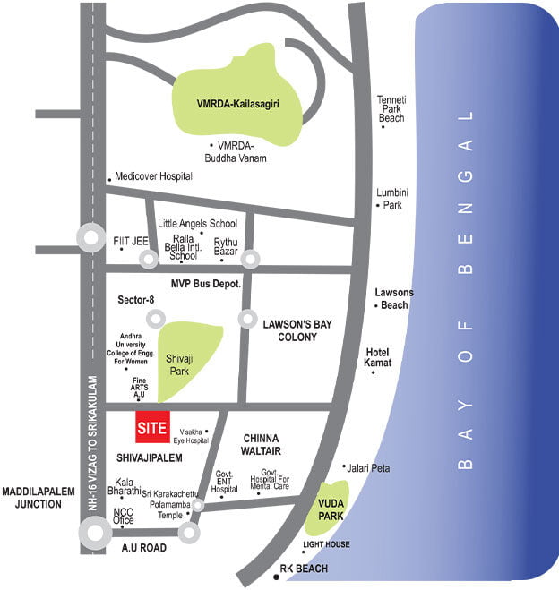 Map showing Edara Infra’s Office Location in Visakhapatnam